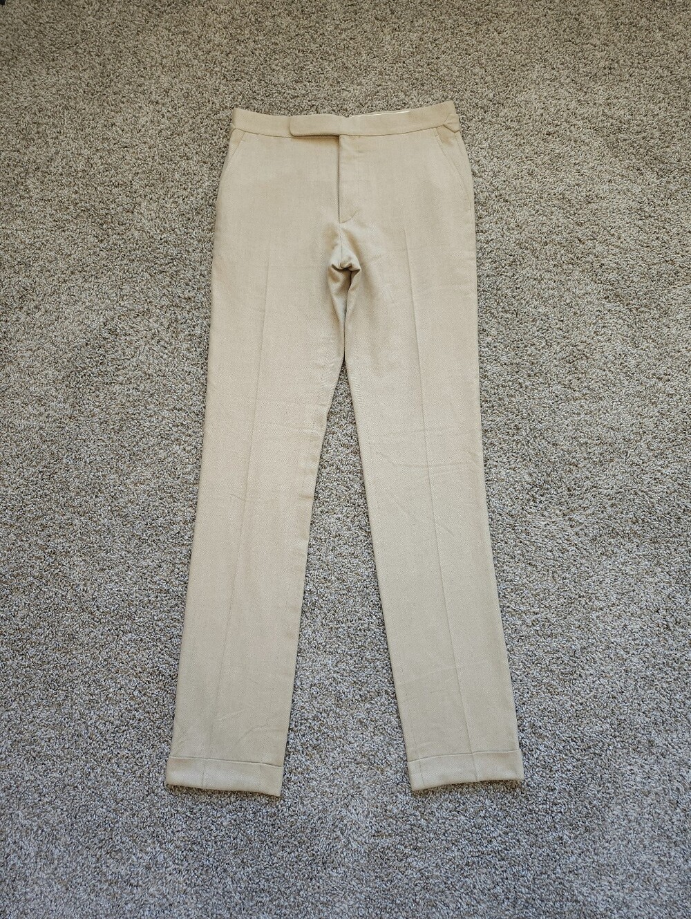 Ralph Lauren Purple Label Mens Gregory Hand Tailored Silk Wool Pants 32x35 Tan
